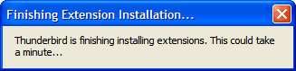 'Finishing Extension Installation' message